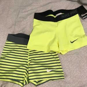 Set of 2 Nike Pro shorts, never before worn